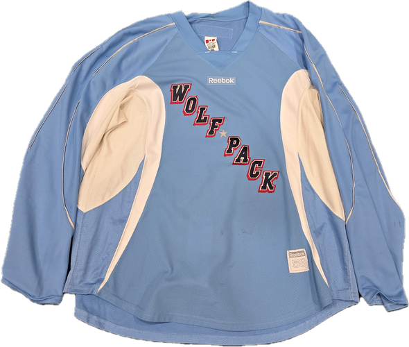 Reebok Edge 3.0 Custom Pro Stock Hockey Practice Jersey Hartford Wolfpack Light Blue 58 (12718)