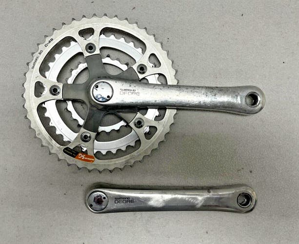 Vintage Shimano Deore FC-MT60 170mm 48/38/28 Aluminum Triple Crankset +Dust Caps