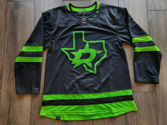 Dallas Stars Authentic Adidas PrimeGreen Blank Alternate Blackout Jersey Sz 50