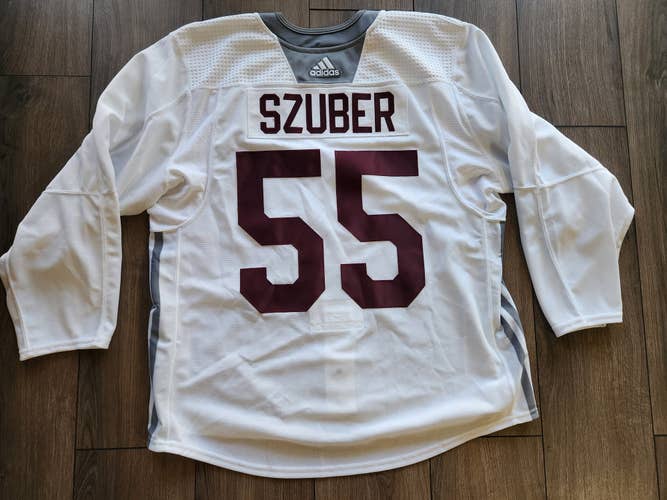 Arizona Coyotes Maksymilian Szuber Authentic Adidas MiC White Practice Jersey 56