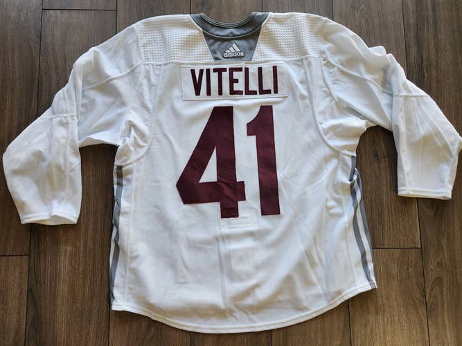 Arizona Coyotes Reece Vitelli Authentic Adidas MiC White Practice Jersey 56