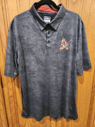 Arizona Coyotes Fanatics Authentic Pro Short Sleeve Gray Polo Shirt Size XL