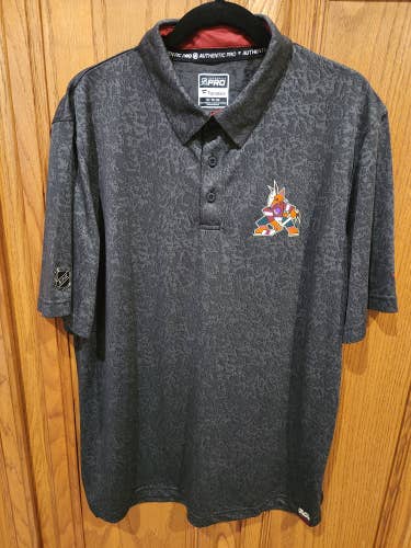 Arizona Coyotes Fanatics Authentic Pro Short Sleeve Gray Polo Shirt Size Large