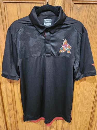 Arizona Coyotes Fanatics Authentic Pro Short Sleeve Black Polo Shirt Size Medium