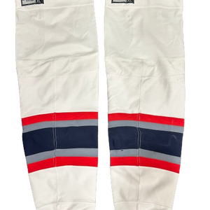 CCM EDGE CUSTOM HOCKEY SOCKS HARTFORD WOLFPACK WHITE PRO STOCK AHL EXTRA LARGE SIZE NEW(12736)
