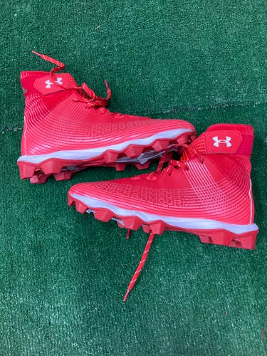 Red New Size 9.5 (Women's 10.5) Adult Under Armour Highlight High Top Cleats Molded Cleats