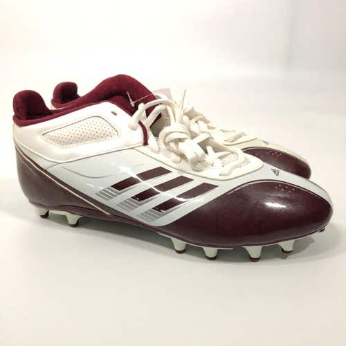 Adidas Mens Football Cleat 13.5 White Maroon Lacrosse Shoe AS SMU Supercharge