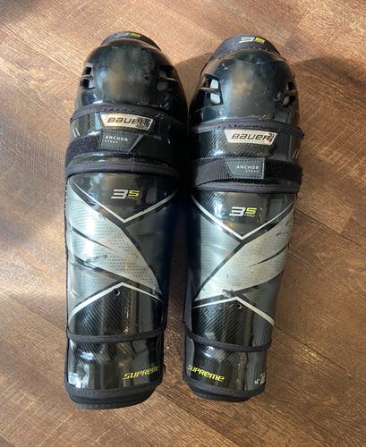 Used Senior Bauer 3S Pro 16" Shin Pads Pro Stock