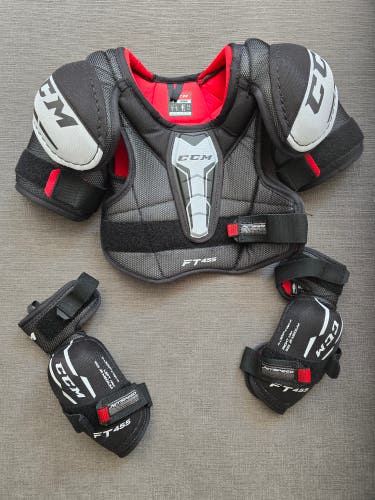 Used Bauer Lil Sport shoulder pads with elbow pads