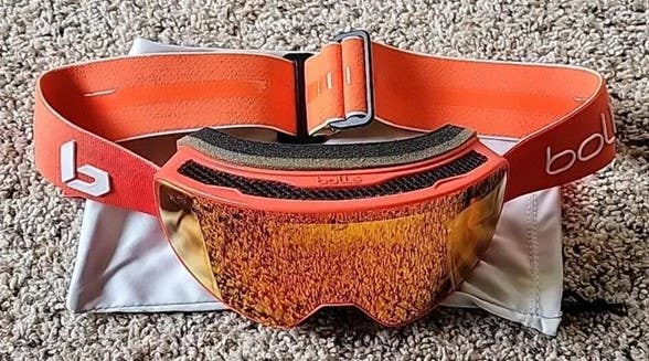 Bolle Nevada Ski Goggle Orange/Yellow Strap All Conditions Lens