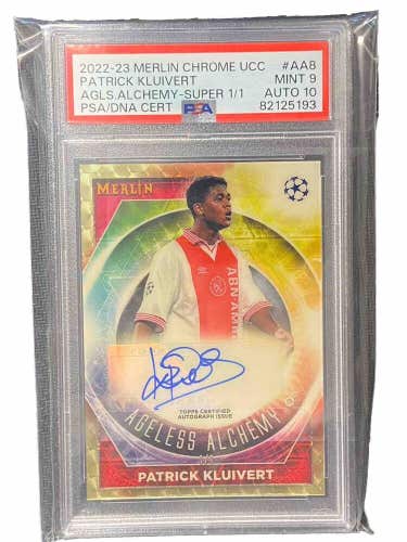 Patrick Kluivert SUPER 1/1 PSA 9 AUTO PSA 10 AGLS ALCHEMY 2022-23 Merlin Chrome