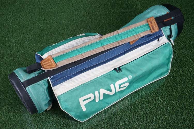 VINTAGE PING KARSTEN SUNDAY CARRY BAG 4 WAY DIVIDERS GOLF BAG, GREEN ~ L@@K!!