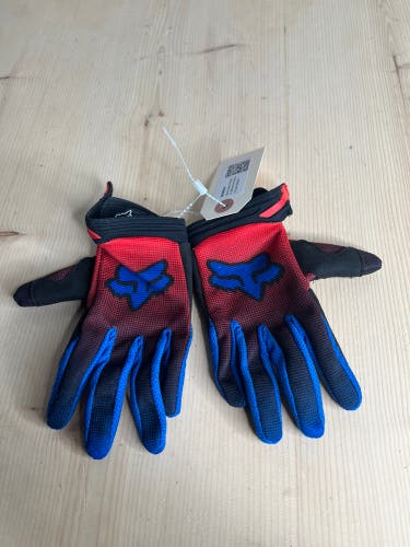 Black Used Unisex Fox Motocross Gloves Youth Medium