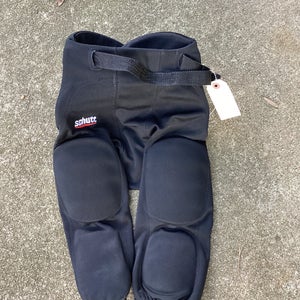 Black Used XL Youth Men's Schutt Poly Knit All-In-One pants with pads Game Pants
