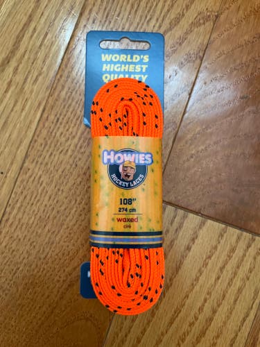 Free Shipping Howies Hockey Laces Waxed Neon Orange Brand New 108" inches