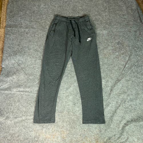 Nike Men Pants Medium Gray White Swoosh Sweatpants Embroidered Air Sports Lounge