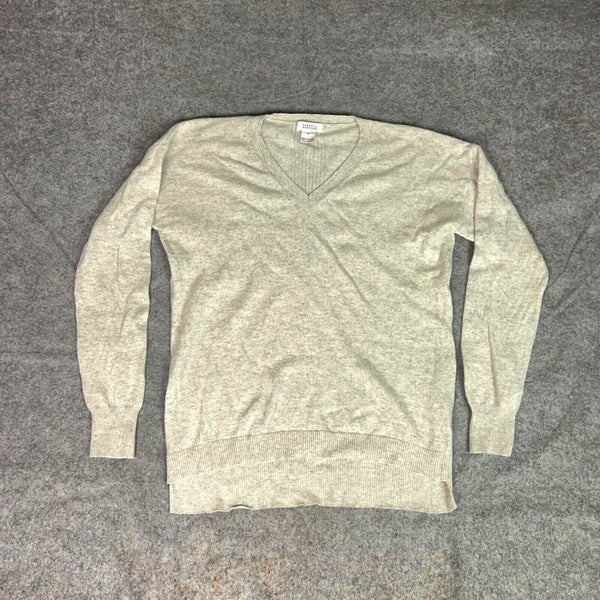 Barneys New York Men Sweater Extra Large Gray Cashmere V Neck Lightweight Soft