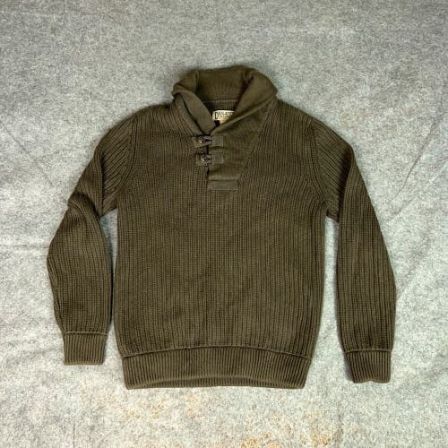 Duluth Trading Mens Sweater Medium Brown Wool Blend Cowl Neck Outdoor Heavy Gorp