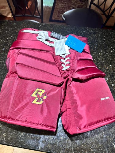 New Senior Medium Bauer Pro BC EAGLES Maroon Hockey Goalie Pants Pro Stock