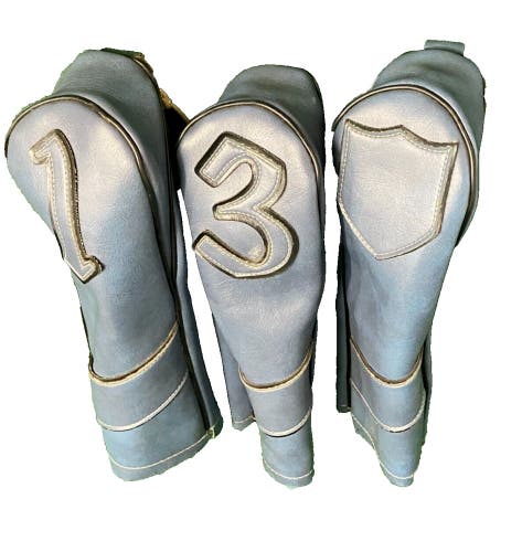 Set Of Three Vintage Golf Wood Headcovers  1, 3, X In Nice Condition