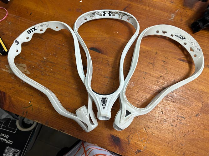 Lacrosse heads lot of 3 white unstrung