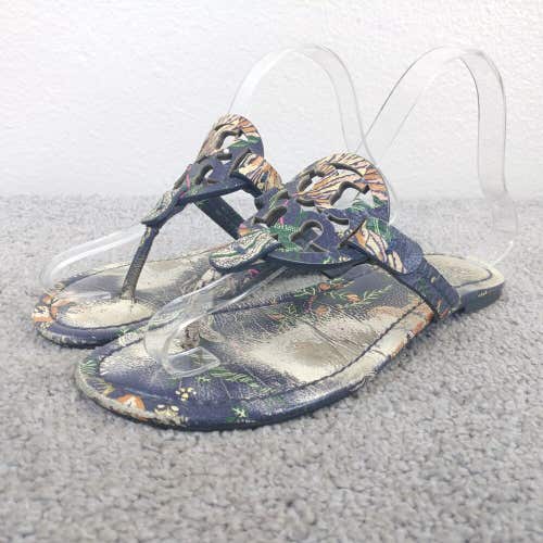 Tory Burch Miller Medallion Sandals Womens 7.5 Thong Flip Flops Shoes Floral