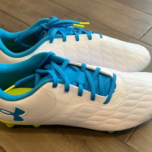 Size 10 Men’s Under Armour Magnetico Select 3.0 FG Soccer Cleats White Blue