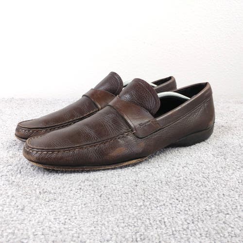 Salvatore Ferragamo Penny Loafers Mens 11.5 Shoes Brown Leather Made In Italy