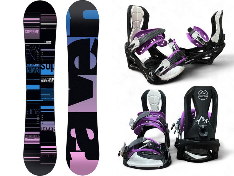 WOMEN'S RAVEN "SUPREME BLACK" SNOWBOARD PACKAGE + ALTITUDE RIDER S/M BINDINGS