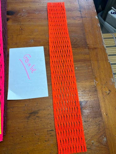 Orange lacrosse mesh for goalie sticks