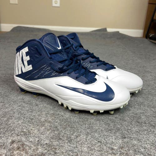 Nike Mens Football Cleats 15 White Navy Shoe Lacrosse Zoom Code Elite 3/4 A3