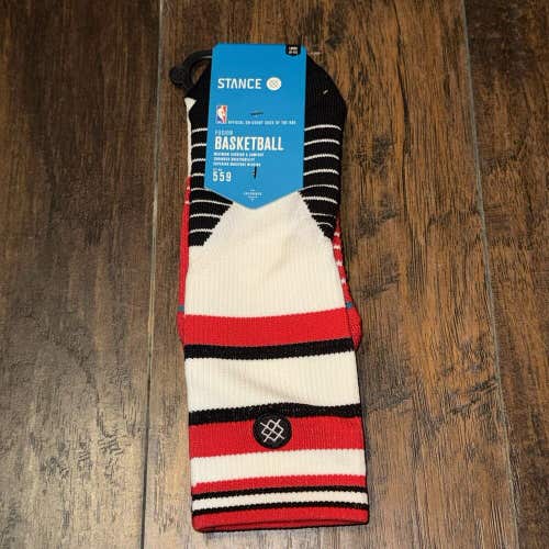 Chicago Bulls NBA Stance Fusion Basketball 559 On-Court Core Crew Socks Sz Lg