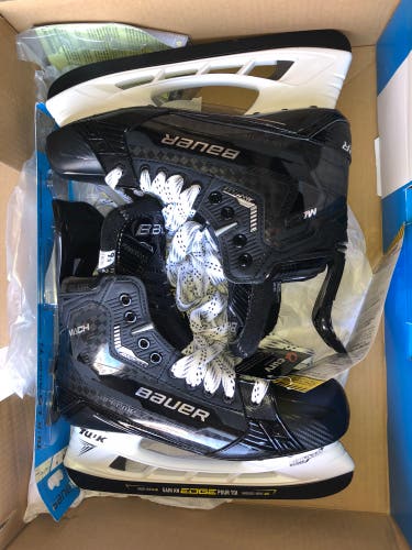 BRAND NEW Bauer Supreme Mach Ice Hockey Skates Size 9.5 Fit 2.  WITH STEEL