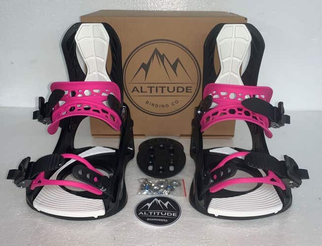 WOMEN'S ALTITUDE RIDER 4X4 BURTON 3D EST SNOWBOARD BINDINGS BLACK/PINK L/XL 9.5+