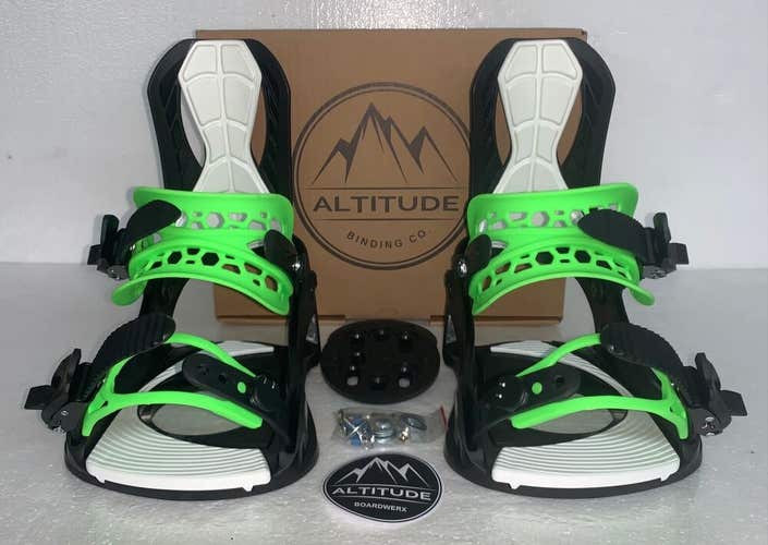 MEN'S ALTITUDE RIDER SNOWBOARD BINDINGS 4X4 BURTON 3D EST BLACK/LIME GREEN L/XL