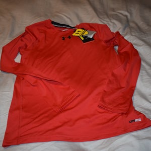 NEW - Under Armour UA Fitted HeatGear UPF30+ Long Sleeve Shirt, Red, Youth Large