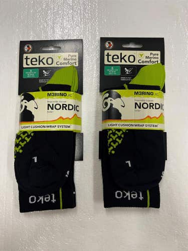 TEKO LIGHT CUSHION NORDIC MERINO SKI SOCKS (PACK OF 2) SMALL 4-6.5