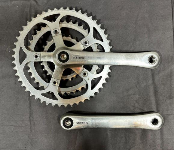 Vintage Shimano Deore XT FC-M730 175mm 50/38/24 Silver Aluminum Triple Crankset