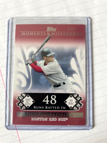 1/1 Dustin Pedroia topps moments and Milestones 2007 Al-ROY