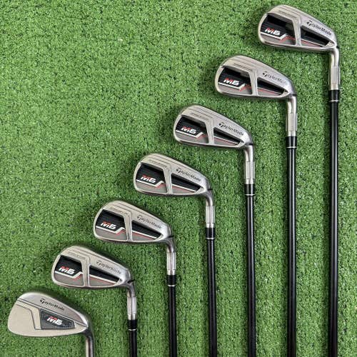 Taylormade M6 Iron Set 5-PW AW Senior A Flex Fujikura Atmos Orange 5 Shafts