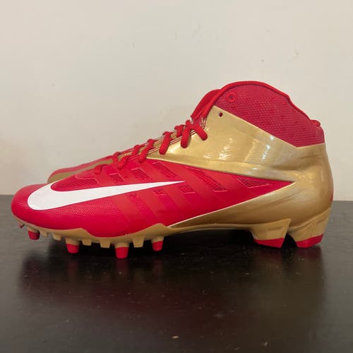 Size 12.5 Nike Vapor Pro TD NFL 3/4 Mid Football Cleats Red/Gold 543924-628 NEW