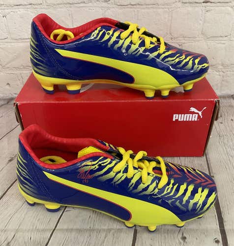 Puma 103480 01 Falcao 9 FG JR Youth Soccer Cleats Blue Yellow Red US Size 2 UK 1