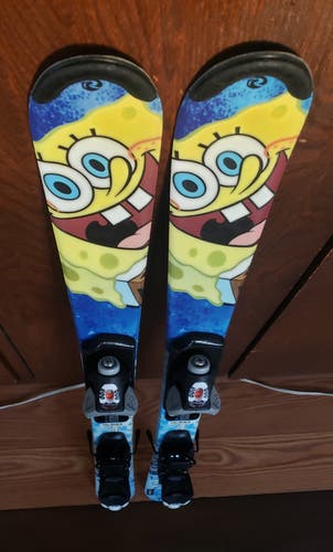 KIDS 100cm SKIS ROSSIGNOL SPONGE BOB THEME w/ROSSIGNOL 4.5 BINDINGS*USED* CLEAN/READY TO USE