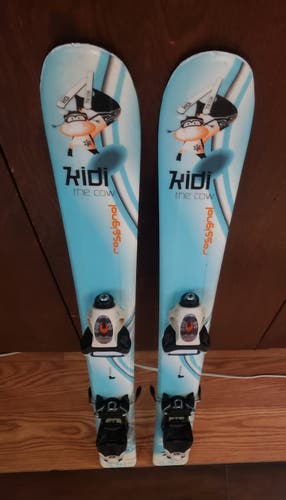 KIDS 93cm SKIS ROSSIGNOL KIDI THE COW with ROSSIGNOL COMP BABY BINDINGS *USED* CLEAN/READY TO USE