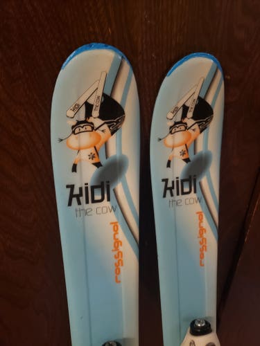 KIDS 93cm SKIS ROSSIGNOL KIDI THE COW with ROSSIGNOL COMP BABY BINDINGS *USED* CLEAN/READY TO USE