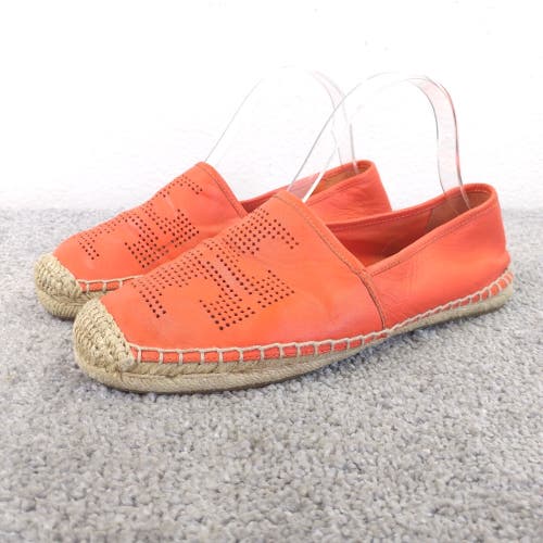 Tory Burch Kirby Womens 8 Shoes Slip On Orange Leather Espadrille Flats