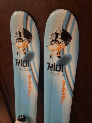 KIDS 93cm SKIS ROSSIGNOL KIDI THE COW with ROSSIGNOL COMP BABY BINDINGS *USED* CLEAN/READY TO USE