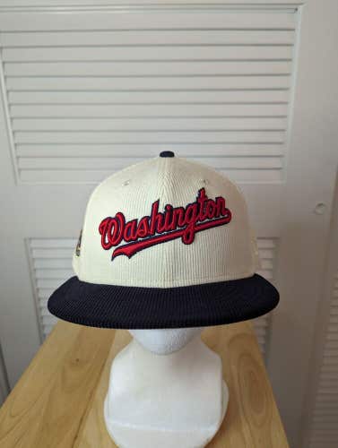 NWS Washington Nationals Corduroy Script New Era 59fifty 7 1/2 MLB