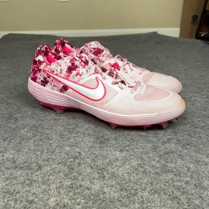 Nike Mens Baseball Cleats 15 Pink White Metal Alpha Huarache Elite 2 Mothers Day