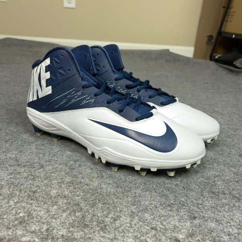 Nike Mens Football Cleats 16 White Navy Shoe Lacrosse Zoom Code Elite 3/4 A4